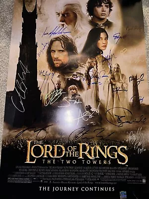 The Lord Of The Rings: The Two Towers Movie Poster Cast Signed COA Rare Badge • £87.98