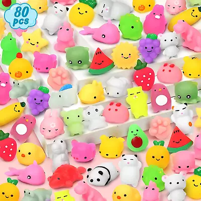 Squishies 80 Pcs Mini Mochi Squishy Toys For Kids Party Favors Animal Squishie • $26.49