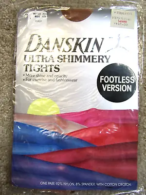 Vintage Danskin Ultra Shimmery Footless Tights Toast Size A/b • $13