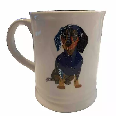 EUC *FRINGE STUDIOS* White Ceramic Patchwork Dachshund Coffee Cup/Mug • $12.17