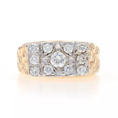 Yellow Gold Diamond Men's Ring - 14k Round Brilliant 1.25ctw Cluster Nugget • $103.35