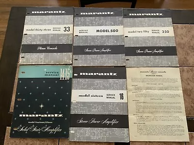 6 Vintage Marantz Service Manual Original Model 33 250 500 14-15 16 And 7 • $99.99