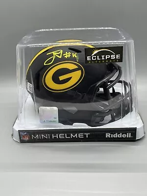 Jordan Love Autographed Green Bay Packers Eclipse Black Mini Helmet • $185