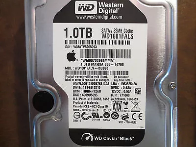 WD WD1001FALS-40U9B0 DCM:HBRNNT2AB Apple#655-1475K 1.0TB 3.5  Sata Hard Drive • $106.19