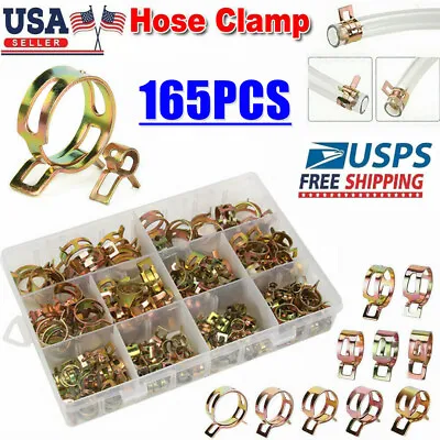 $24.59 • Buy 165x Vacuum Hose Clamps Stainless Steel Clip Adjustable Fuel Hose Line 6mm-22mm