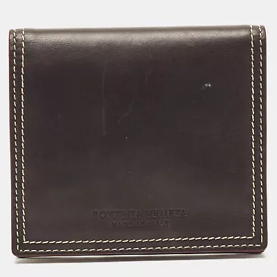 Bottega Veneta Grey/Brown Leather Snap Bifold Wallet • $115.50