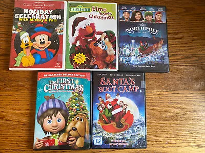 LOT OF 5 Christmas Holiday DVD's Mickey Mouse Elmo Northpole Santa Boot Camp • $9.99