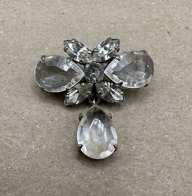 Vintage Jewellery Brooch Star Burst Clear Glass Unusual Drop Droplet MidC Retro • £5.39