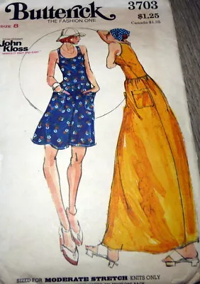LOVELY VTG 1970s DRESS Designer John Kloss BUTTERICK Sewing Pattern 8/31.5 • $6.99