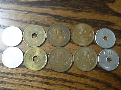 10 Japanese Coins From Different Periods - 2-50 4-10 2-5 & 2-1 Yen Coins • $4