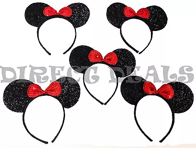 Minnie Mickey Mouse Ears Headbands 12 Pc Mix Black Red Bow Party Favors Birthday • $14.99