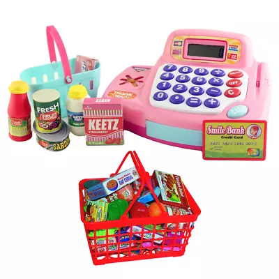 £30.99 • Buy SUPERMARKET TILL Cash Register Shop Role Play Pretend Kids Toy & Large Basket