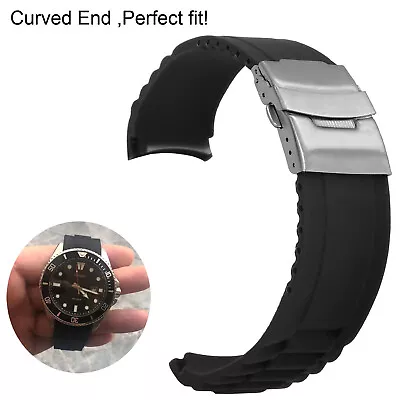 22MM CURVE SILICONE RUBBER STRAP BAND FOR ORIENT RAY 2 Raven II AA02005D Black • $18.10