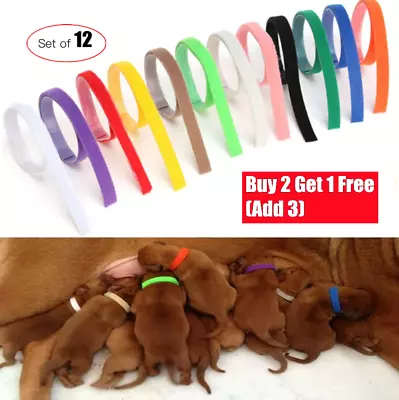 12 Colors Nylon Puppy Litter Identification Snap Collars ID Identification Bands • £3.18