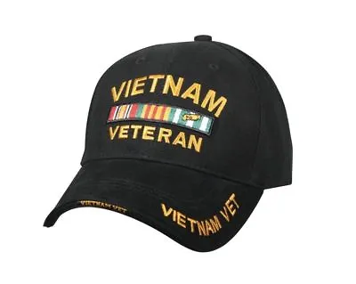 Vietnam Veteran RIBBONS Ball Cap US Army Marine Corps Navy USAF Vet Hat BLACK • $16.99
