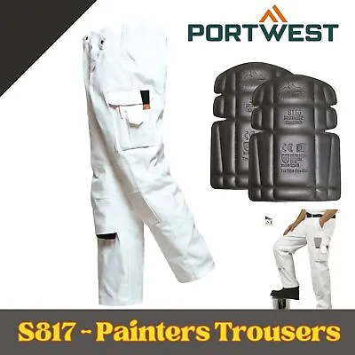 Painters Trousers Decorators Combat Cotton Cargo Knee Pads Work Joggers White UK • £24.99