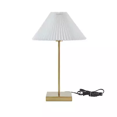 Home Decor Collection Brass Table Lamp With Pleated Shade 21 H • $35.98