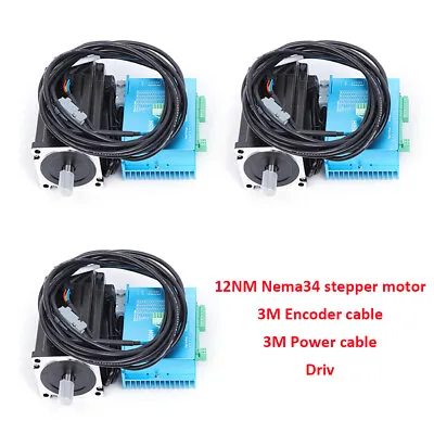 NEW 3 Axis Nema 34 12Nm Closed Loop Stepper Hybrid Servo Motor Driver Kit USA • $314.45
