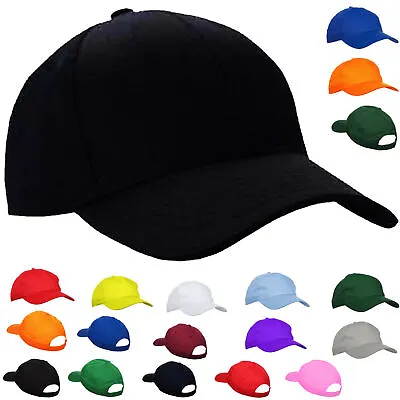 Boys Girls Plain Baseball Cotton Cap Adjustable Peak Sport Summer Printing Caps • £4.49