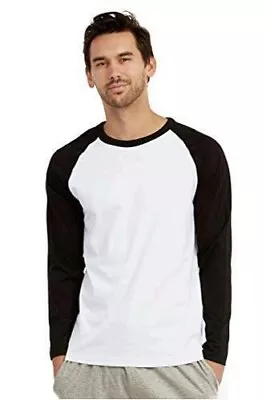 Men's Full Length Sleeve Raglan Cotton Baseball Tee Black/White Size X-Large • $10.50