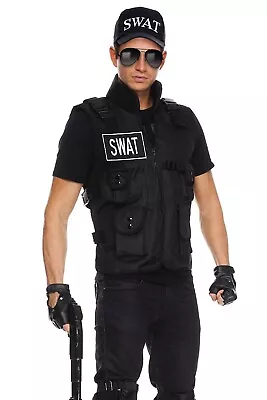 Mens 4pc SWAT Police Officer Costume Roleplay Cosplay Halloween Outfit  • $65.99