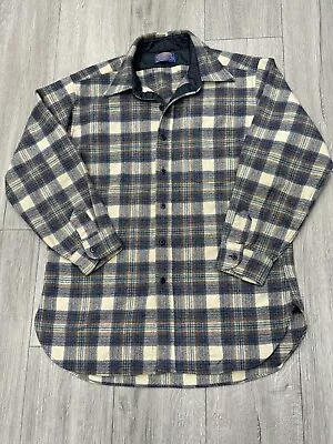 Pendleton Vintage Mens Flannel Sz Large 100% Virgin Wool Made In USA Plaid Multi • $37