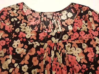 J. Jill Womens Large Shirt Short Sleeve Multicolor Floral Square Neck Pullover • $12