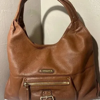 Michael Kors Fulton Cognac Pebbled Leather Buckle Pocket Hobo Shoulder Bag • $98