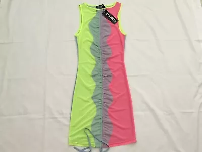 Boohoo Colour Block Mesh Ruched Beach Dress. [size Small New With Tags] • £7