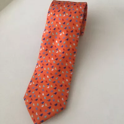 Bugatchi Silk Tie Bird Print Orange Nwot • $39.99