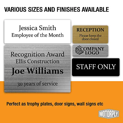 Metal Door Sign - Personalised Trophy Plates (Various Sizes) Office Name Plaque • £5.99