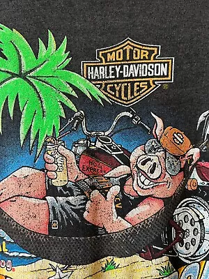 Vintage 1990 Harley Davidson Beach Patrol Hog Hawg Dealership T Shirt • $41