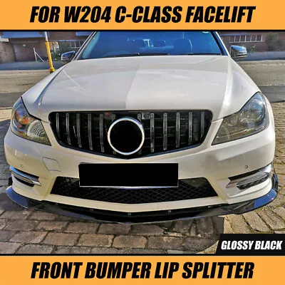 Gloss Black Front Spoiler Splitter Lip For Mercedes-Benz C350 W204 Sport 12-14 • $51.32