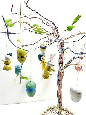 Vintage Easter Tree With Wood Ornaments 18” Easter Jubilee 22 Ornaments! • $28