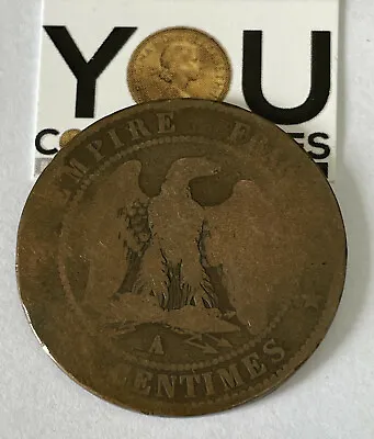 £5.99 • Buy France 10 Centimes  Coin 1855-a, Napoleon Iii, Paris, Bronze, Scarce Coin