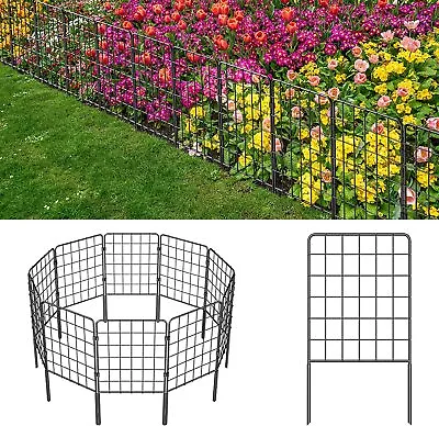 Set Of 10 Garden Yard Fence Metal Fencing Border Animal Barrier Outdoor • $22.99