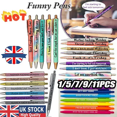 £7.96 • Buy Funny Pens Swear Word Pen Set Black Ink Writing Pen Funny Office Diary Gift