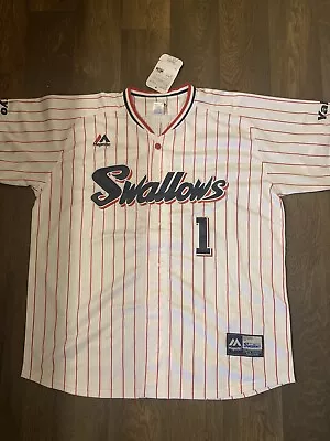 NPB Tokyo Yakult Swallows #1 Yamada Jersey Japanese Japan Majestic Shirt Rare • $200