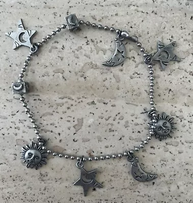 Celestial Sun Moon Stars Charm Bracelet Jewelry 9” • $6.49