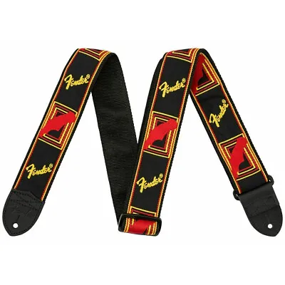 Fender 2  Monogrammed Adjustable Guitar Strap W/ Fender Logo Black/Yellow/Red • $13.49