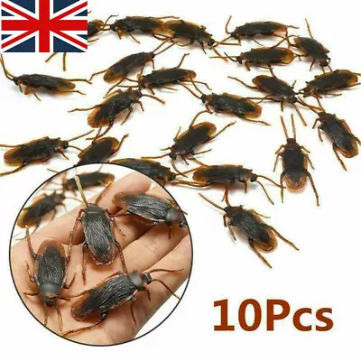 10 X Joke Cockroach Bug Funny Prank Novelty Life Like Fake Toy Trick Realistic • £3.30