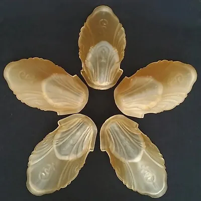 Set Of 5 Vtg 1930 Markel 4100 Art Deco Amber Peach Uranium Glass Slip Shades  • $599