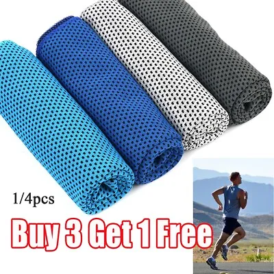 4x Ice Instant Cooling Sports Towel Outdoor Sweat For Gym Yoga Camping Running • £5.06