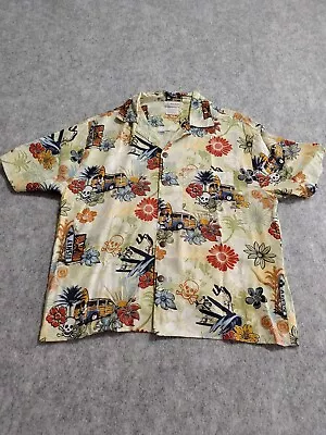 Disneyland Hawaiian Camp Tiki Button Up Mens Shirt Mickey Woody Skull Surf Small • $25.46