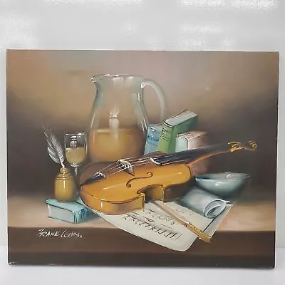 Frank Lean Signed Ukulele Still Life Painting On Canvas - 20 X 16 Inches • $9.99