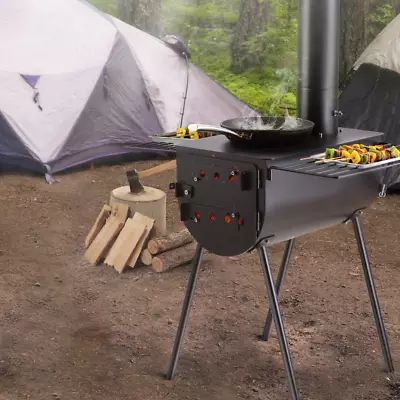 Portable Stove Camping Hot Tent BBQ Stove Outdoor W/ Pipes • $249.84