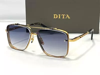 Dita Mach-Six DTS121 62-01 Gold Metal Aviator Sunglasses Dark Grey Gradient Lens • $128.98