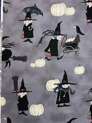 $36 • Buy Vintage Alexander Henry Witchy Woman Fabric Halloween Cat Pumpkin Rare Yard