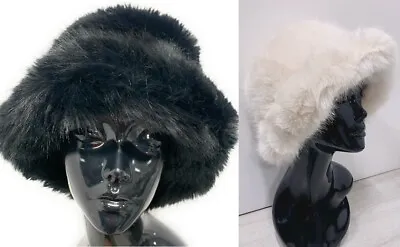 Unisex Faux Fur Cap Winter Cossack Outdoor Fluffy Plush Warm Snow Ski Bucket Hat • £12.99