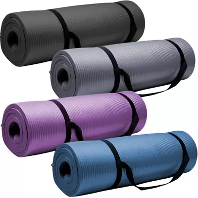 61x 183cm Yoga Mat 10mm Thick Gym Exercise Fitness Pilates Workout Mat Non Slip • £12.99